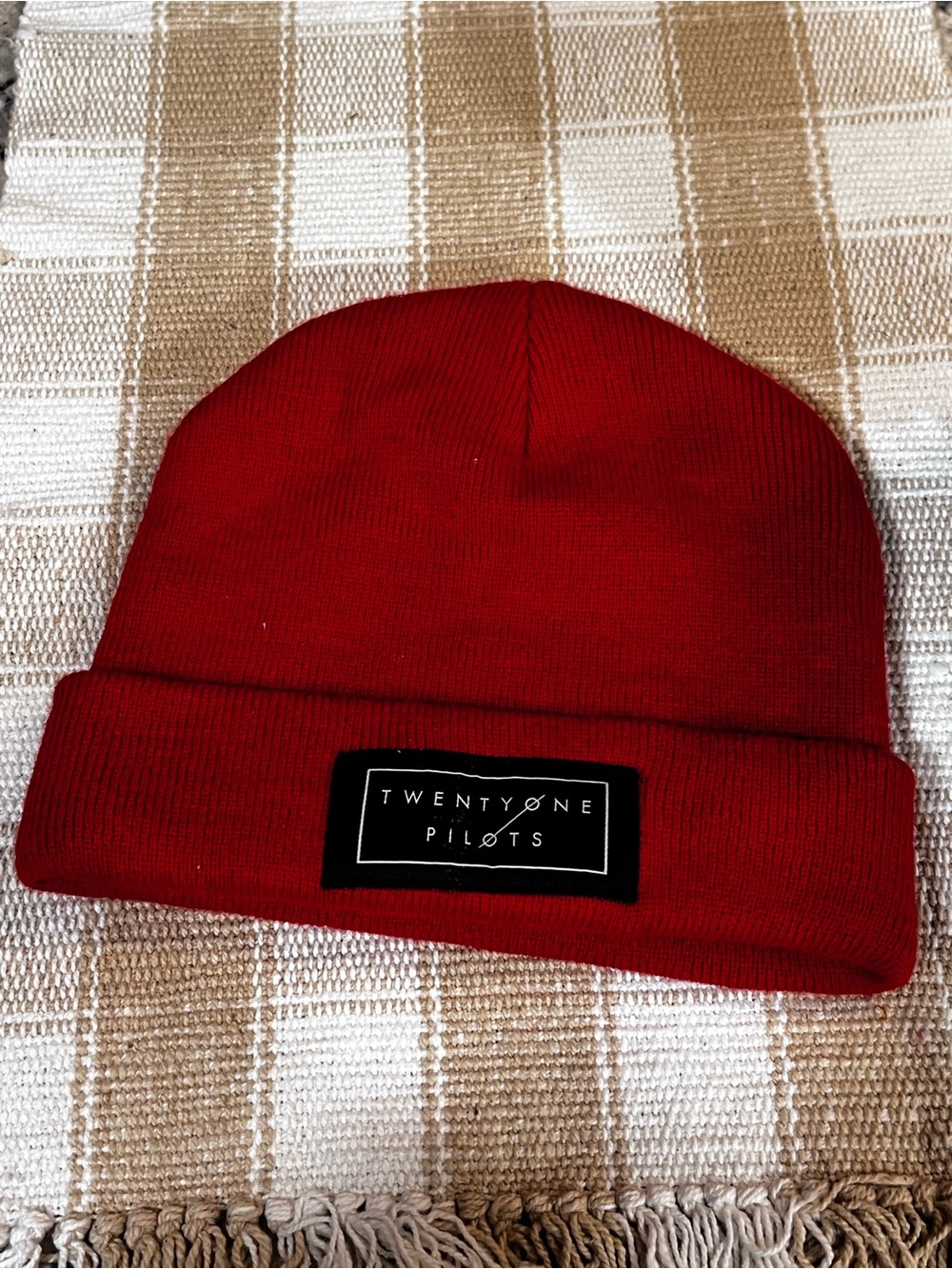 Twenty One Pilots Red Fold-Over Knit Beanie